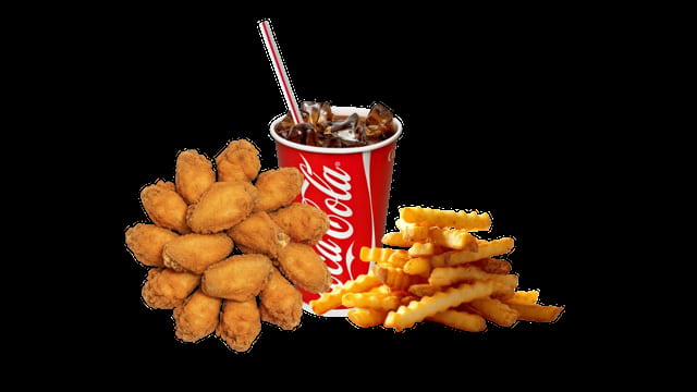 20 Wings, Large Fries.