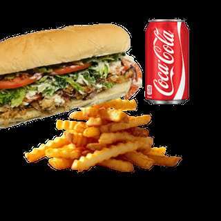 Cheesesteak w/fries & can soda